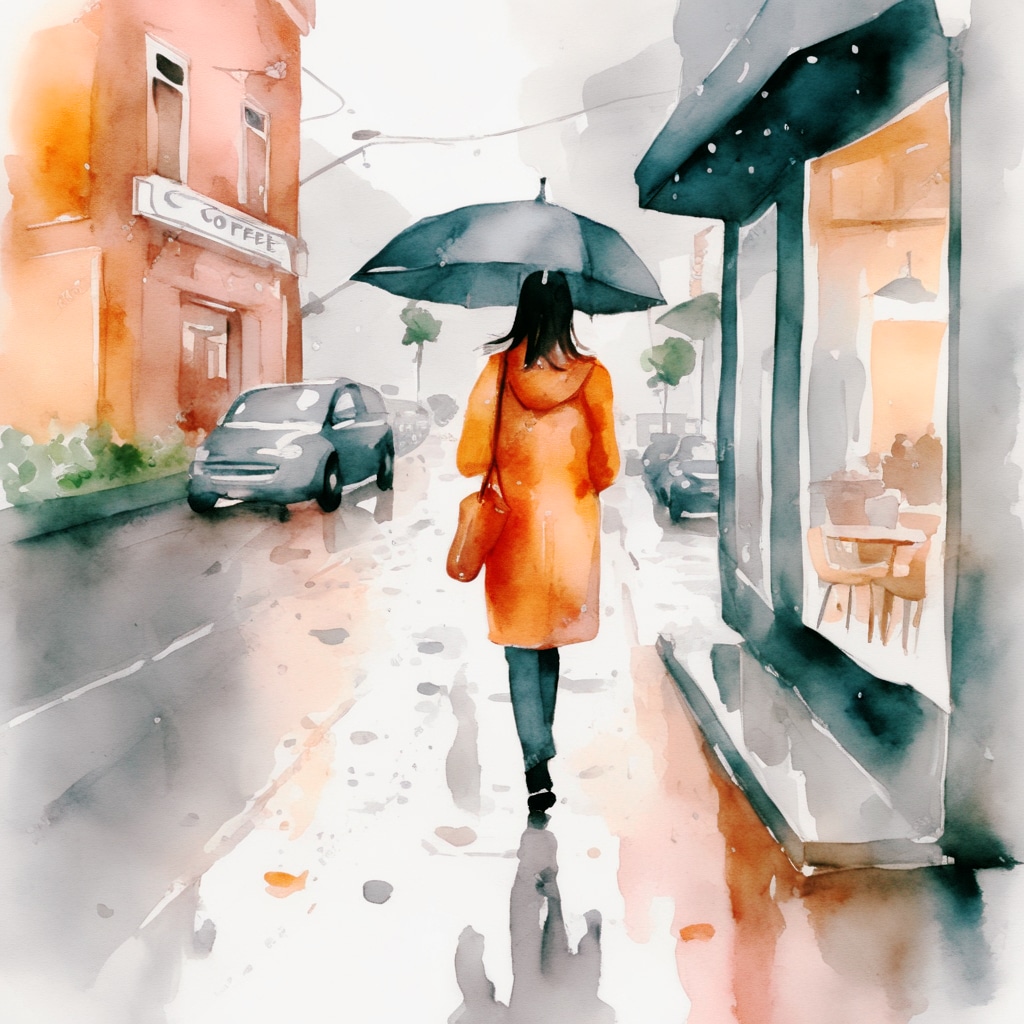 Mulher caminhando na chuva para ilustrar o exemplo do texto abaixo.
